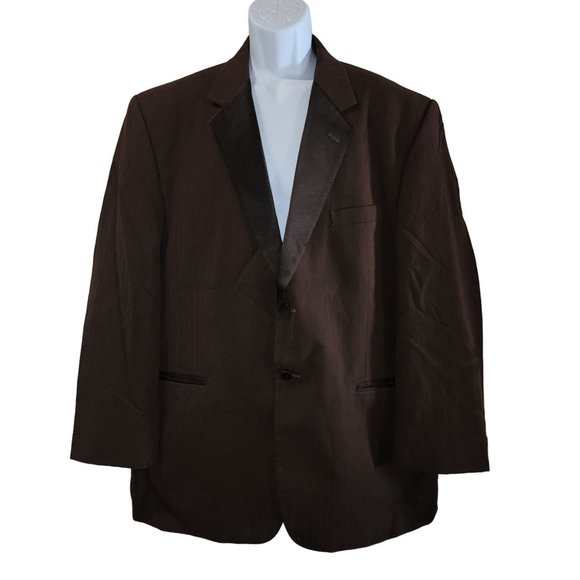 Men's Stephen Geoffrey 100% Worsted Wool Brown Striped Blazer Tux Jacket 48R - Picture 1 of 8